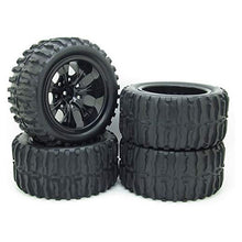 12mm Hub Wheel Rim and Tires 1:10 Off-Road RC Car Buggy Tyre with Foam Inserts Black Pack of 4