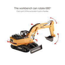2019 NEW HUINA TOYS 1510 2.4G 1/16 11CH Alloy RC Excavator Truck Engineering Construction Vehicle with 680' Rotation Sound Light