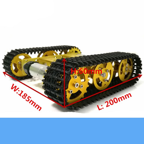 Gold Mini T100 Metal RC Tank Chassis Kit With High Torque DC Motor Speed Feedback Smart Crawler Robot Education DIY For Anduino