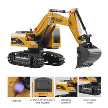 RC Truck Excavator Crawler 1/24 2.4Ghz 5CH Remote Control Construction Engineering Vehicle Model With Light Gifts Toys For Kids