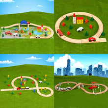 Electric Train Toy Blocks Rails Train Wood Model Railway Wooden Trains Building Blocks Track Magic RC Trains Set Wooden Railway