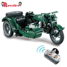 629Pcs 2.4G World War II Military Motorcycle Assembly Building Block Construction Kit For Children