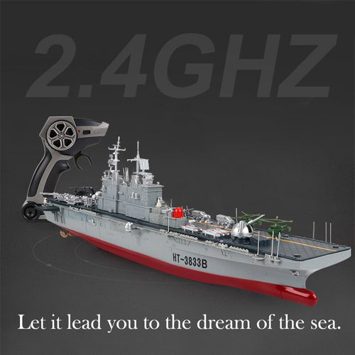 Remote control boat Amphibious assault ship Warship Electric Vessel Model Children's Toy Remote Control Ship Hengtai 3833B