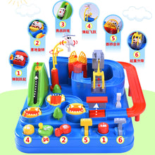 Douyin Celebrity Style Car Adventure Multi-functional Checkpoints Cartoon Rail Car Educational Manual Manipulator Inertia Toy