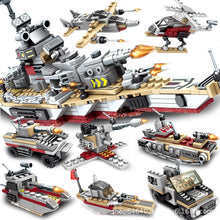 505PCS Aircraft Battle Building Blocks 8 in 1 Aircrafted Carrier Models Military Ship Bricks Toy Compatible Lego child gift