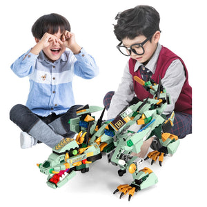 1 Set DIY Assembly 2.4G 4 Channels RC Assembling Blocks Dinosaur Vehicle Storm Dragon Truck Electric Motor Toy For Children