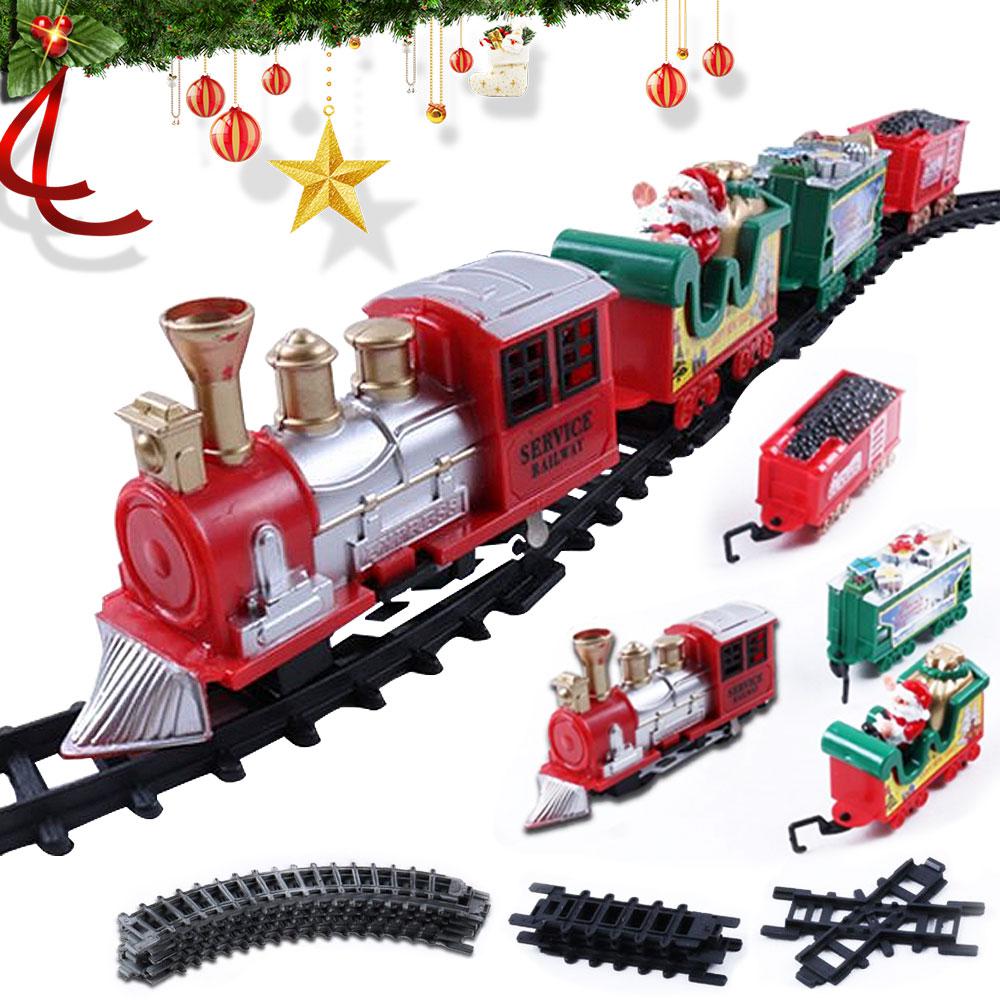 Electric Durable Model Train Toy Christmas Train Gameplay Train with Long Track with Light & Music for Children Gifts