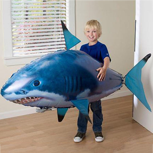 Remote control shark toy air swimming fish infrared remote control flying balloon children flying toy shark clownfish