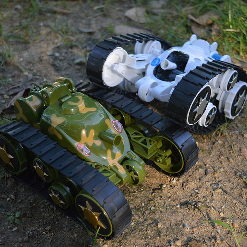 RC Tank with LED Lamp for Children's Remote Control Tank Vehicle - 360 Degree Flip Style Transform Vehicle Boy Toy Model Gift