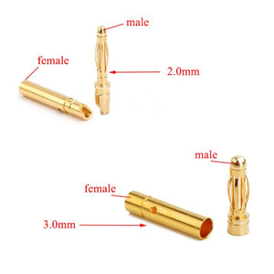 10pcs Amass 2.0mm 3.0mm 3.5mm 4.0mm 5.5mm Gold Bullet Banana Connector 6.0mm 8.0mm plug for RC Battery 5pairs