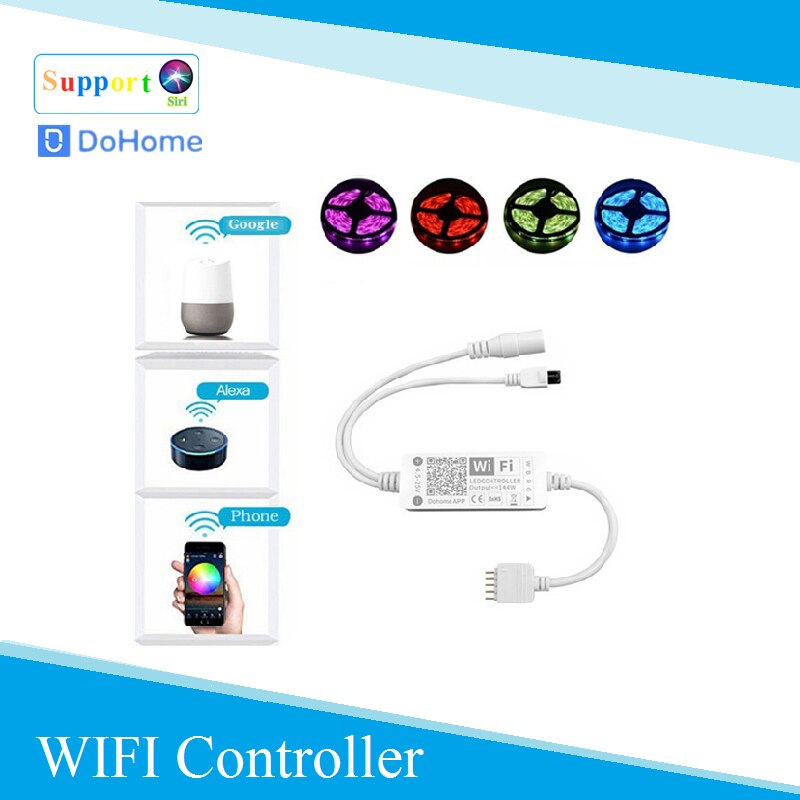 Dohome 5Pin LED Strip Light Controller Support Siri RGB Tape DC5-25V Ribbon diode led Strips Light Flexible Stripe