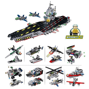 Navy Submarine Compatible Legoed Military Ship Plane Aircrafted Carrier Warship Battle Cruiser Frigate Model Building Blocks Toy