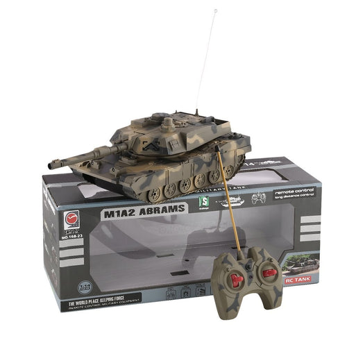 1:14 4CH Simulation RC Military Tank Turret Rotation Light & Music Remote Control Model Long Distance Control Kids Toy Gift