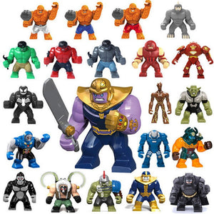 16pcs/set The Avengers Heroes DIY Model Building Blocks Kit Hulk Batman Thanos Thor Assembling Bricks Toys Kids with Legoinglys