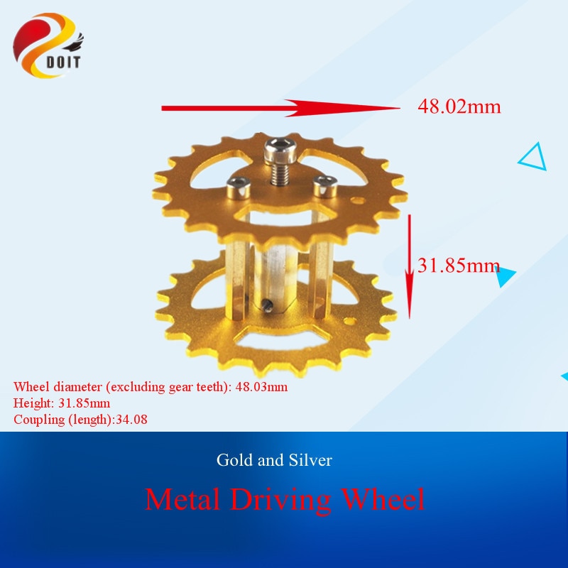 DOIT 2pcs Metal Driving Wheel for Robot Tank Car Chassis, Action Wheel by Caterpillar Remote Control Toys Drive DIY