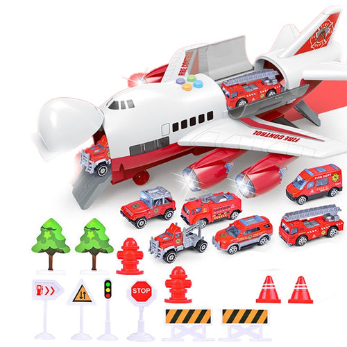 Music Story Simulation Track Inertia Children's Toy Aircraft Storage Passenger Plane Police Fire Rescue Baby Boy Toy Car