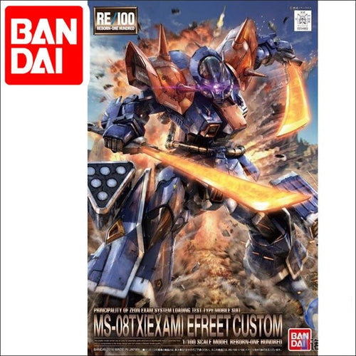 Japaness Bandai Original RE 1/100 Gundam EFREET CUSTOM Series MS-08TX [EXAM] Unchained Mobile Suit Kids Toys BANDAI