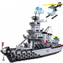 legoING Military army battle building block compatible cruisers ship helicopters warship battleship enlighten Brick Toy for chil