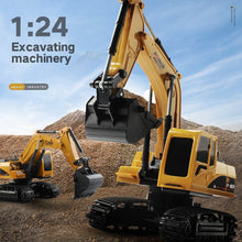 Remote Control Excavator 1:24 RC Car Four-Wheel Drive 6-Channel Light One-click Demonstration Of Children's Educational Toys