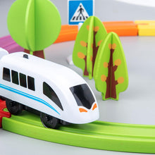 Electric Train Set Toy Train Magnetic Assembled Building Blocks Children's Wooden Educational Toys For Kids Boys Girls