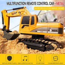 RC Cars Remote Control Toys 1:24 ,6 Channels 2.4G Metal Excavator Charging Simulation Yellow metal+ABS Transmitter Mini Gift Toy