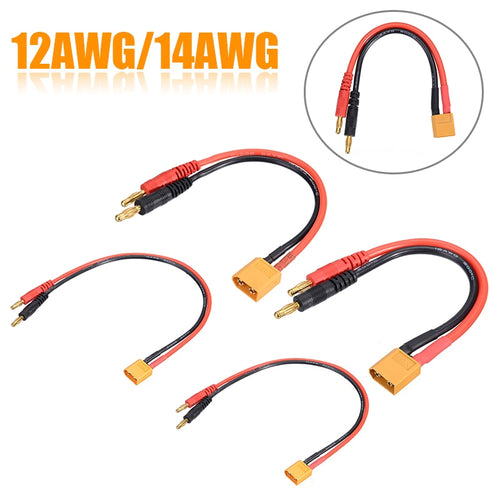 1pcs XT60 Male to 4mm Plug Connectors Line 12AWG/14AWG Charging Cable 15cm/30cm Lithium Battery Balance Charging Adapter Line