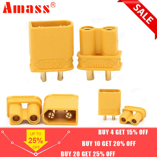 10pcs Amass XT30U Male Female Bullet Connector Plug the Upgrade XT30 For RC FPV Lipo Battery RC Quadcopter (5 Pair)