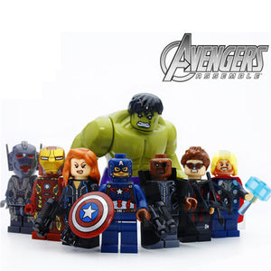 16pcs/set The Avengers Heroes DIY Model Building Blocks Kit Hulk Batman Thanos Thor Assembling Bricks Toys Kids with Legoinglys