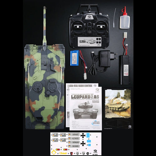 1:16 German Leopard 2A6 Main Battle Tank 2.4G Remote Control Model Military Tank Sound Smoke Shooting Effect Metal Upgraded