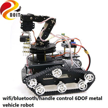 SZDOIT Wifi/Bluetooth/Handle Control Full Metal 6-Axis Robotic Arm With Gripper +YP100 Tracked Tank Chassis Kit DIY for Arduino