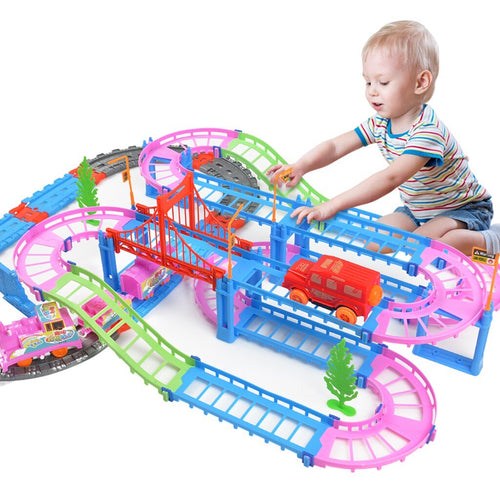 Children assembled railcar toys puzzle diy toys