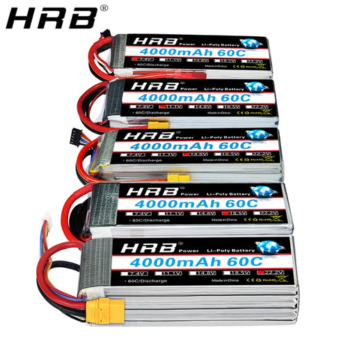 HRB 3S 4S 4000mah Lipo Battery 14.8V 7.4V 11.1V Deans XT60 T 5S 6S 2S 22.2V 18.5V 1S RC FPV Airplanes Drone Truck Car 60C Parts