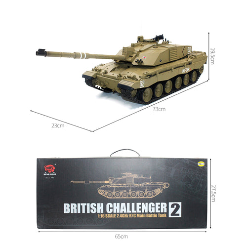 1:16 British Challenger Ⅱ Main Battle Tank 2.4G Remote Control Model Military Tank With Sound Smoke Shooting Effect