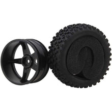 4Pcs Front Rear Pentagram Plastic Wheel Rims + High Grip Rubber Tires Tyres for RC 1:10 Off-Road Car Buggy