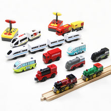Electric RC Train Set Remote Control Toys Connected with Wooden Railway Car Tracks Birhtday Christmas Gift for Children