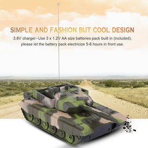 1:20 4CH Power Tank On The Radio Remote Control Military Vehicle Armored Battle Tanks Turret Rotation Light & Music RC Model