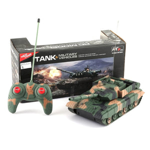 1:20 RC Tank Toy Military Vehicle 4CH Remote Control Armored Tank Battle Tanks Turret Rotation Light & Music RC Model Kids Toy