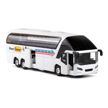 1:32 Alloy Car Models,High Simulation Tour Bus, Metal Diecasts, Toy Vehicles, Pull Back & Flashing & Musical,Christmas Gifts