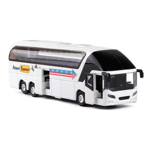 1:32 Alloy Car Models,High Simulation Tour Bus, Metal Diecasts, Toy Vehicles, Pull Back & Flashing & Musical,Christmas Gifts