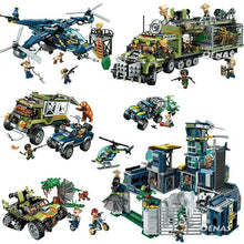 Forest Police Headquarters Mobile Fort Helicopter Model Assembling Bricks Building Blocks Kit DIY Toys Compatible Legoinglys