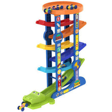 Ramp Race Track and 6 Mini Inertia Car Sliding Toy Vehicel and Train Baby Toddler Motor Skill Developmental Kids Gift