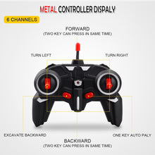 RC Cars Remote Control Toys 1:24 ,6 Channels 2.4G Metal Excavator Charging Simulation Yellow metal+ABS Transmitter Mini Gift Toy