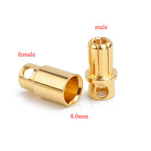 10pcs Amass 2.0mm 3.0mm 3.5mm 4.0mm 5.5mm Gold Bullet Banana Connector 6.0mm 8.0mm plug for RC Battery 5pairs