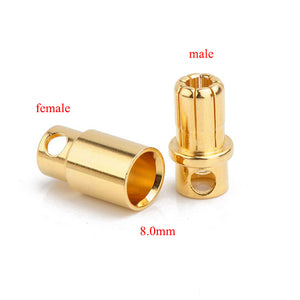 10pcs Amass 2.0mm 3.0mm 3.5mm 4.0mm 5.5mm Gold Bullet Banana Connector 6.0mm 8.0mm plug for RC Battery 5pairs