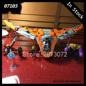 In stock 07103 Marvel Movie The Thanos Ultimate Battle ship 755Pcs Building Blocks Compatible 76107 Bricks Super Heroes Avengers