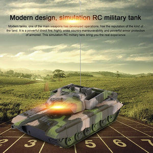 1:20 4CH Power Tank On The Radio Remote Control Military Vehicle Armored Battle Tanks Turret Rotation Light & Music RC Model