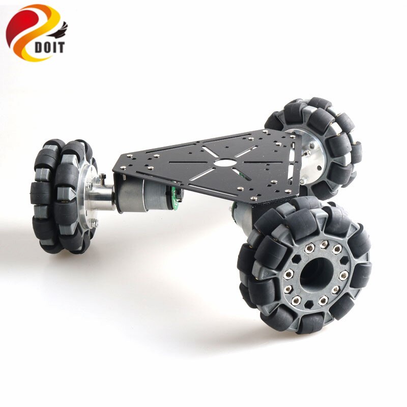 3wd Omni Directional Wheel Smart Car Chassis with 100mm Omni Wheels and DC 12V Encoder Motor