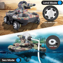 High-intensity LED Blinking 2.4 GHZ Remote Control Amphibious Tank Toys 4 WD Off-road Crawler Shockproof RC Car Gift for Kids