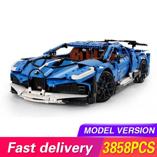 MOC Techinic Blue Race Car Model Kit Boy Assembling Building Blocks Bricks Toys Compatible With Legoing 42083 Bugatti car Chiron