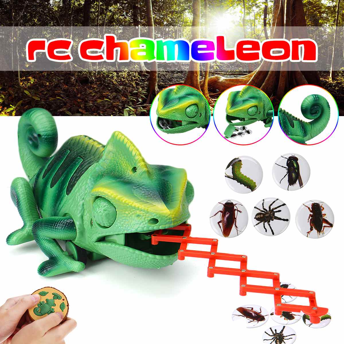 RC Animals Toys RC-Chameleon Lizard Pet Intelligent Remote Control Toy Electronic Model Reptile Animals Robot for Kid Gifts